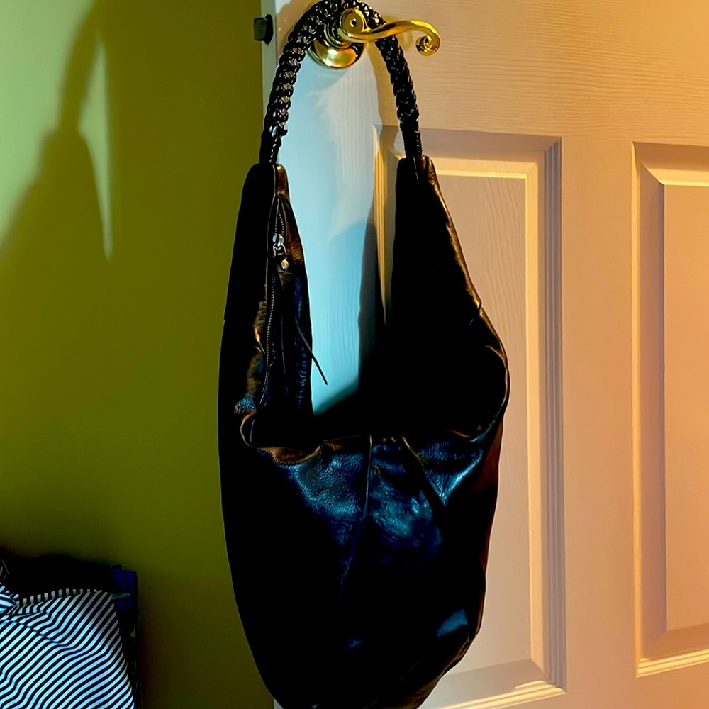 Elle tahari black leather handbag